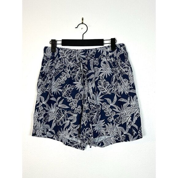 Briggs Linen Blend‎ Pull-On Shorts Small Tropical Print Blue White S Women’s - Picture 1 of 9